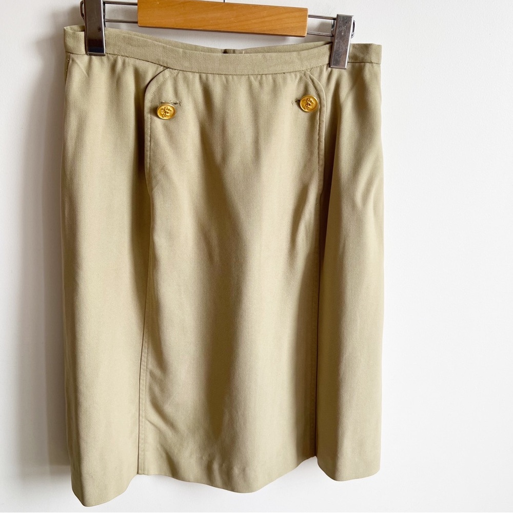 Burberrys Vintage Pencil Skirt Size 6 Sikl Made in USA Mini Anchor Gold Buttons